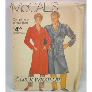 Vintage McCall's 0011 Quick Wrap Up Robe Men & Women Sz S-XL Pattern Retro 80s